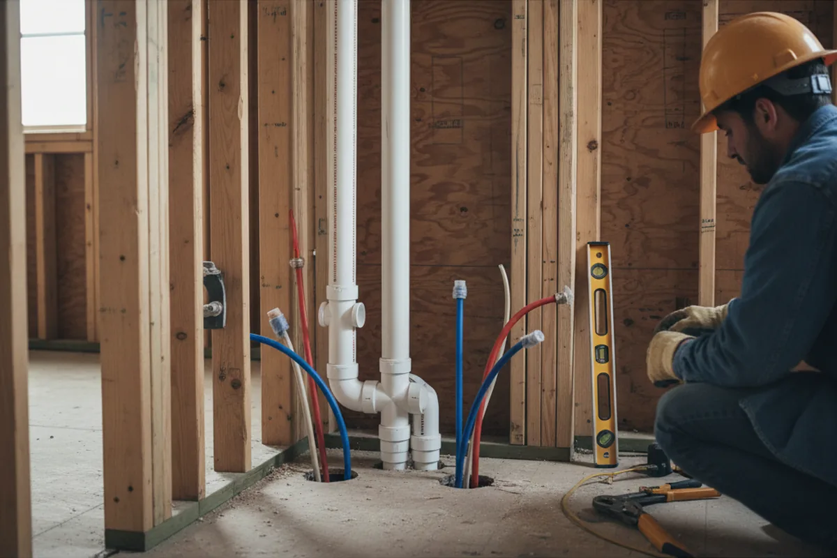 Drain and supply rough-in during Garbage Disposal Repair in Dearborn